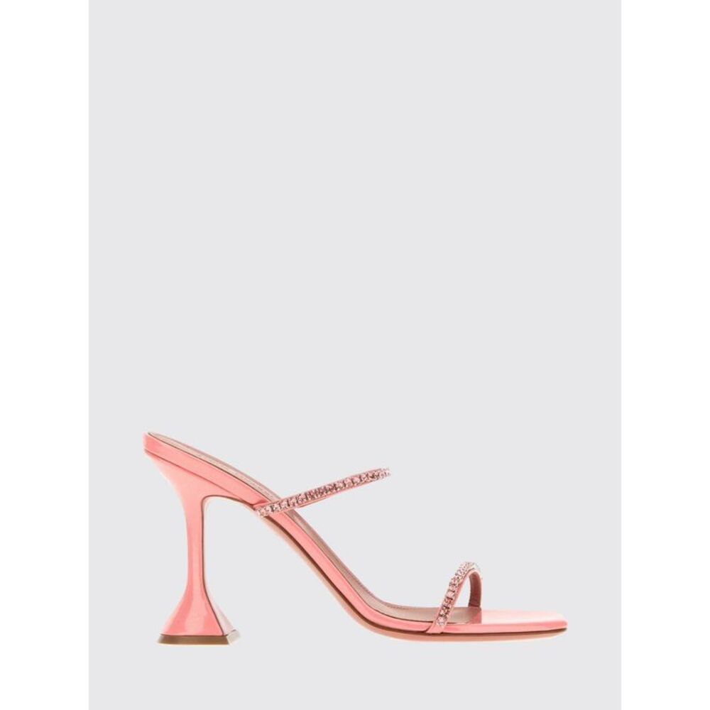 Amina Muaddi Women Patent Leather Gilda Mules With Crystals Amina Muaddi